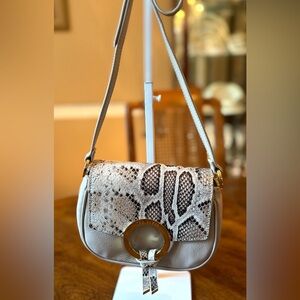 Ted Baker London Trineo Ring - Snake Print Flap Crossbody Bag
